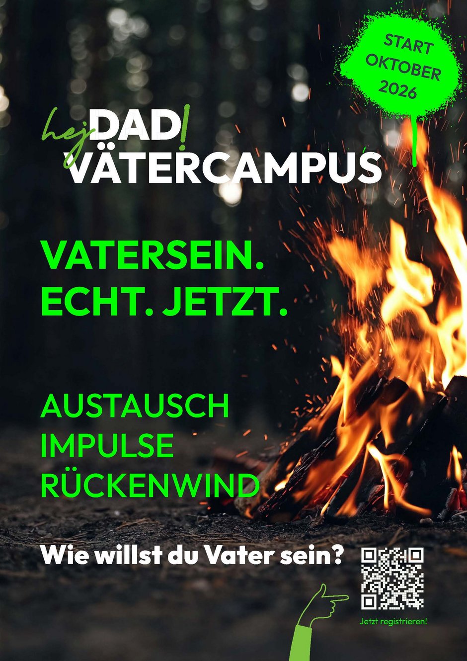 Plakat zum Vätercampus mit Lagerfeuer